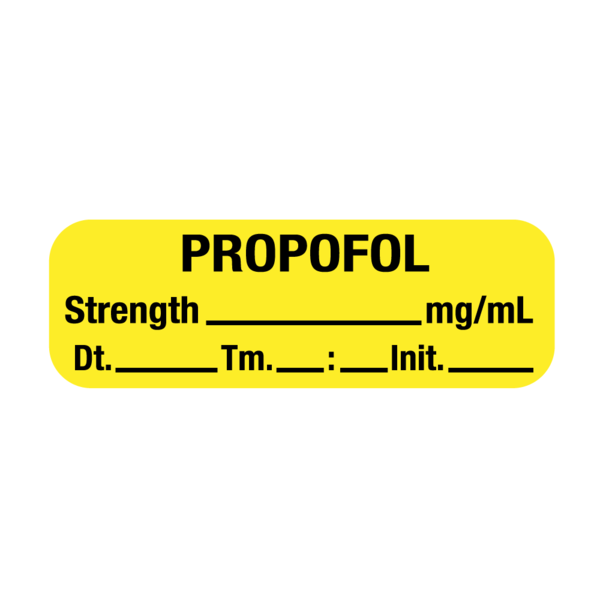 Nevs Label, Propofol 1/2" x 1-1/2" Yellow w/Black SANTW-0113